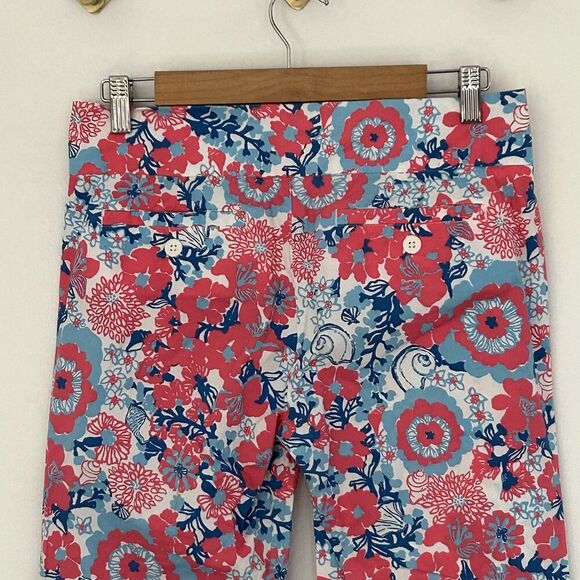 Lilly Pulitzer Bailey Floral Palm Beach Fit Crop Capri Pants Size 4 Shell Yeah - Picture 9 of 10